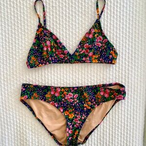 J. Crew Bikini, Liberty Floral on Blue Background, Size Small